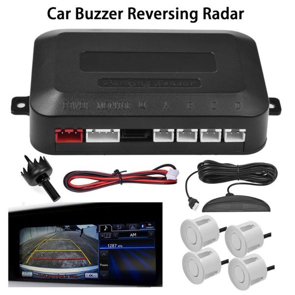 

car rear view cameras& parking sensors 12v reverse backup radar 4 buzzer 22mm led sensor kit sound alert indicator probe system distance 0-2