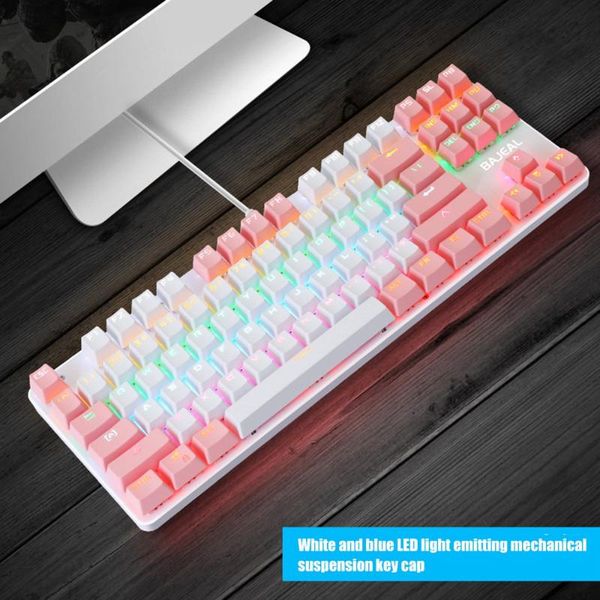 

keyboards k100 two-color 87-key green axis mechanical keyboard usb pvc wire board plastic frosted panel