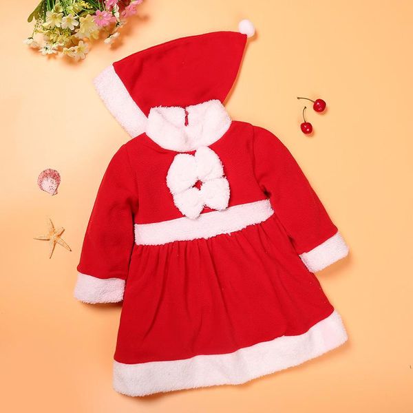 

girl's dresses fashion red baby santa claus outfit long sleeve velvet christmas dress with hat, Red;yellow