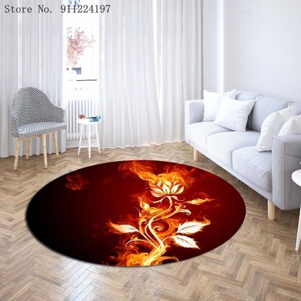

carpets 3d flame flower printed polyester round floor mats dandelion area rugs for living room bathroom and bedroom anti slip