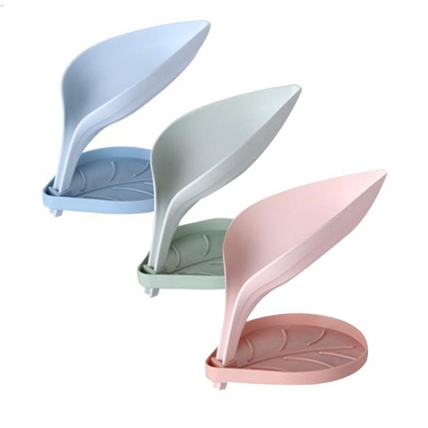 

bathroom storage & organization three-dimensional leaf soap box double layer non-slip drain tray holder accessories