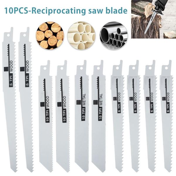 

10pcs reciprocating saw blades saber handsaw multi blade for cutting wood metal pvc tube power tools accessories hand