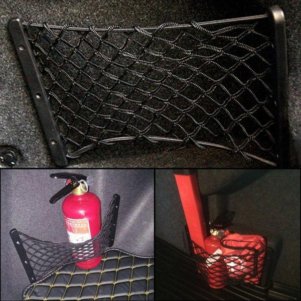 

car organizer nylon storage mesh rear side 35*18.5cm cargo elastic fire extinguisher