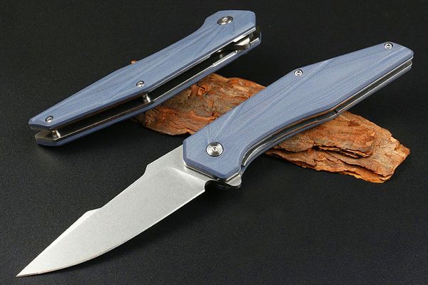 Nuovo arrivo RM12 Flipper Coltello pieghevole D2 Lavaggio in pietra Lama G10 + Maniglia in acciaio inox Cuscinetti a sfera Cuscinetti Pocket EDC