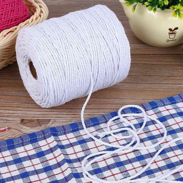 1 PZ 200 m Durevole Bianco/Beige Cavo di cotone Naturale Filo Ritorto Corda FAI DA TE Fatti A Mano Artigianato Spago di Cotone Stringa Macrame Cavo di Corda 2mm Y211129