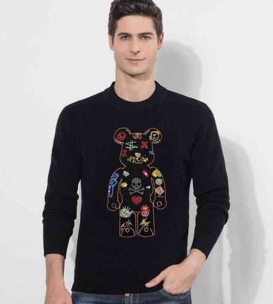 

2021 handsome casual diamond sweater two color warm men's top, White;black