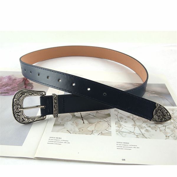 

europe america style carved pattern belts women leather waistband trouser jacket decorative belt wholesale, Black;brown