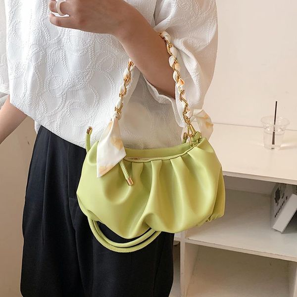

evening bags design chain creased crossbody for women 2021 green purple shoulder handbags female travel cross body bag party clutch
