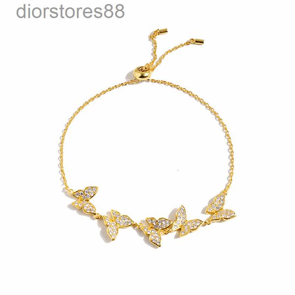 

bangles bracelet 56 live broadcast jewelry copper micro inlaid multi butterfly telescopic, Black