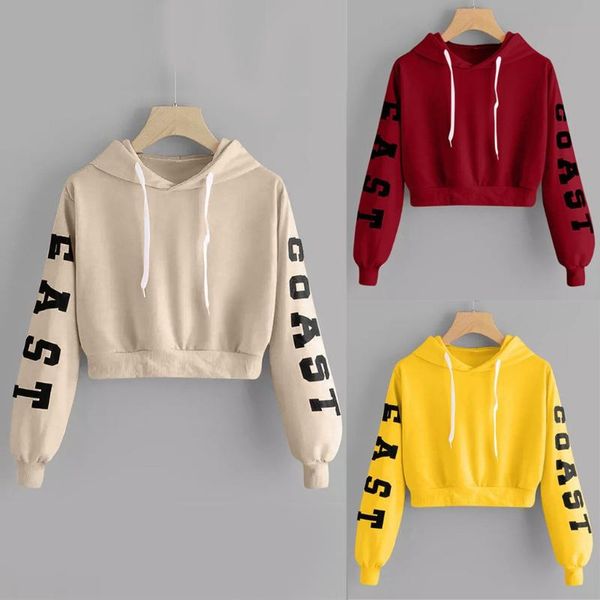 

women's hoodies & sweatshirts autumn and winter short long-sleeved loose hooded sweatshirt printed fashion jacket women, Black