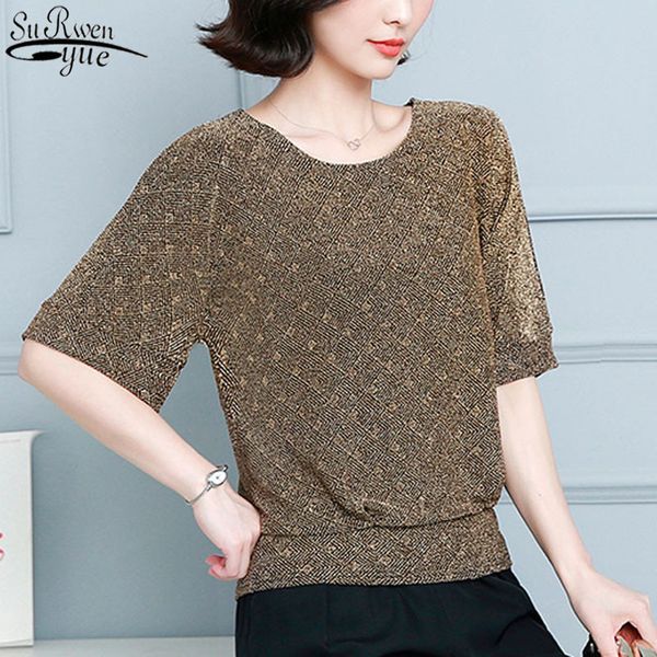 Mode Elegante Glänzende Pailletten Bluse Glitter Hemd Tops Tunika Frauen Blusen Rot Golden Shine Frauen Blusen Plus Größe Neue 12853 210417