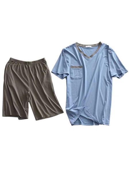 

men's sleepwear modal material breathable men pajamas set 2pcs, Black;brown