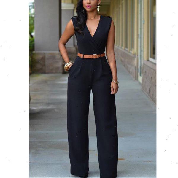 

women elegant womens jumpsuit rompers v neck sleeveless loose legs summer bodysuits mt1306 drop good quality, Black;white