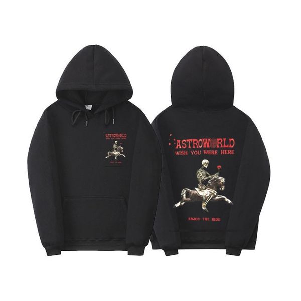 

astroworld hoodie mens fleece sweatshirts print hip hop pullover travis hoodies street trend plush hooded sweater, Black