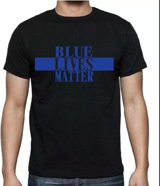 

blue lives matter t shirt tee police blue line officer cop supporter, White;black