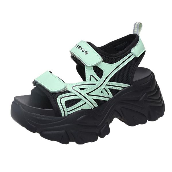 

dress shoes fashion square heel back strap hook & loop high platform basic casual 2021 summer sport style woman comfy sandals, Black