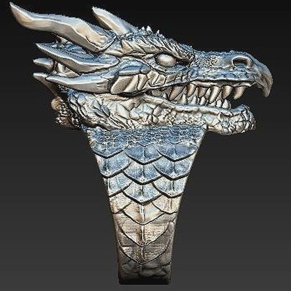 

cluster rings vintage punk dragon head ring men domineering alloy biker rock skeleton for male boho gothic unique jewelry anillos mujer, Golden;silver