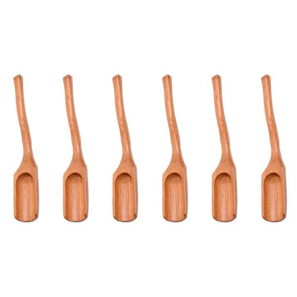 

spoons 6pcs bamboo tea shovels long handle scoops set accessories (assorted color)
