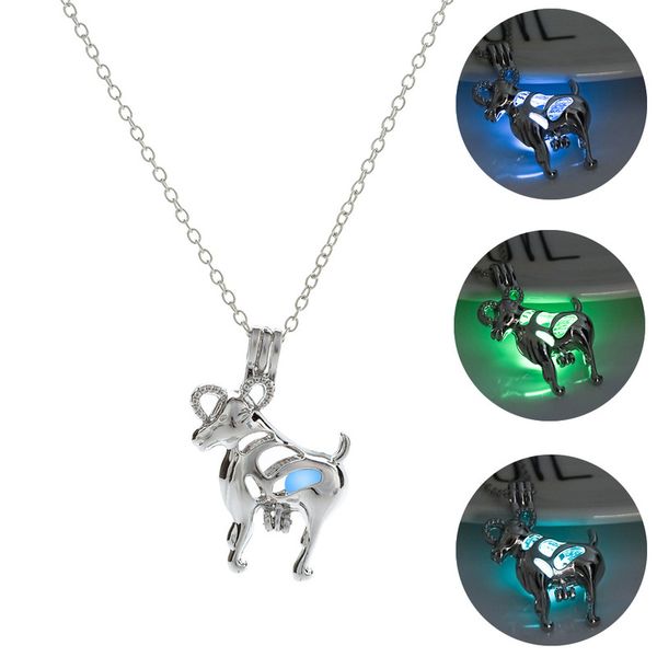 

halloween necklace personality fashion product goat luminous animal pendant, Silver
