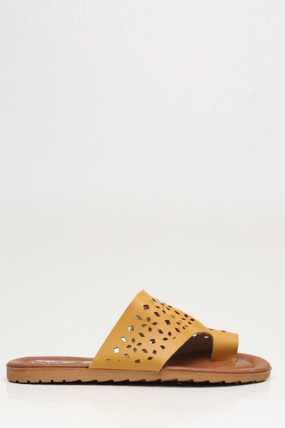 

slippers women laser cut thong, Black