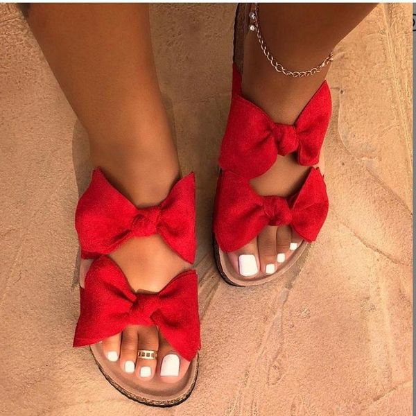 

fashion women sandals shoes open toe platform flat butterfly knot anti-slip outdoor female lady slipper casual, Black