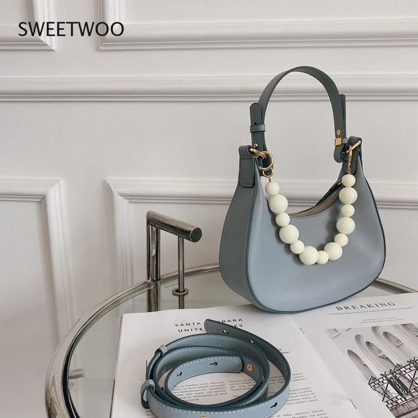 

evening bags cowhide pearl chain handbag female retro square crossbody tote for women shoulder messenger armpit girls texture