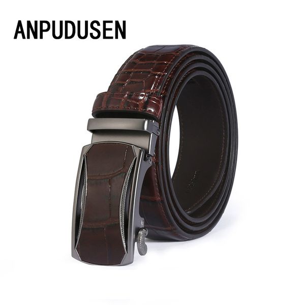 

new men's belt business crocodile personalized automatic buckle gift, Black;brown