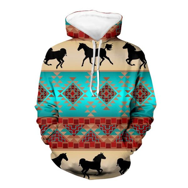 

men's hoodies & sweatshirts noisydesigns winter horses stripes hooded female 2021 drawstringÂ warm autumn pullover, Black