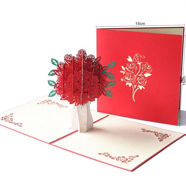 

red rose 3d popping greeting card with envelope for mothers day valentine in stock cards
