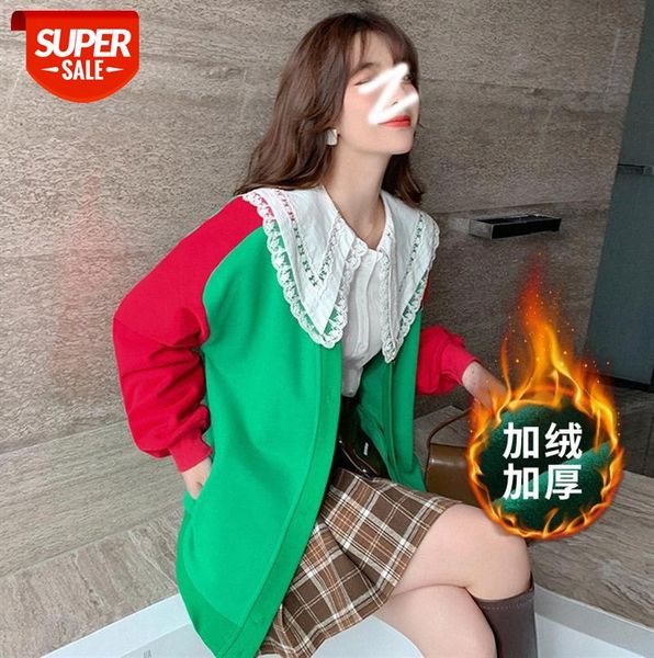 

hanfan sweater jacket women fried street thick personality korean version of loose v-neck cardigan #px3k, Black;gray