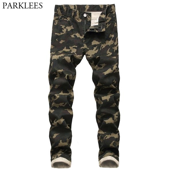 Camuflagem Camuflagem Calça Jeans Masculina Moda Estilo Militar Calças Denim Calça Masculina de Algodão Casual Stretch Jeans Masculino Pantalones 44 210522