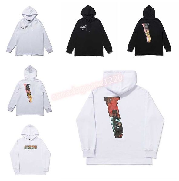 

hooded casual hip-hop big v sweater for men and women vlones# s-xl, Black