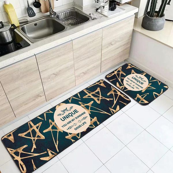 

carpets fashion european bronzing printing pentagram kitchen non-slip mat bedroom bedside rug plush strip carpet bathroom door