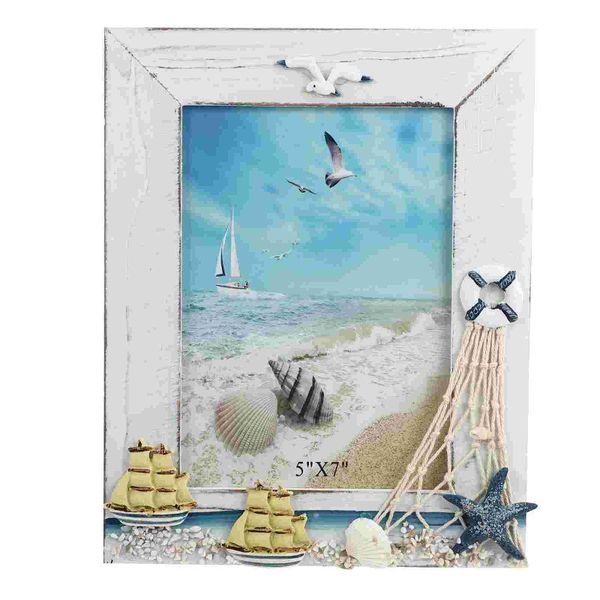 

frames 1pc marine style vertical sailboat po frame for home decoration (white)