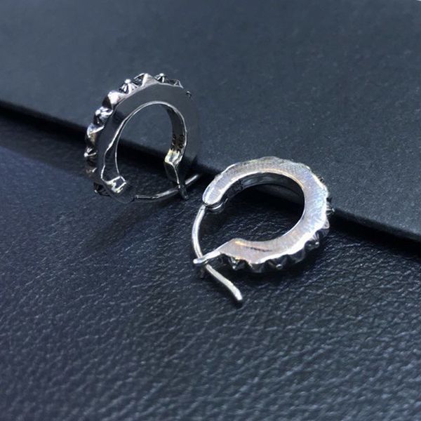 

studs earrings s925 silver old mini cross street hip hop punk style flower brand jewelry, Golden;silver