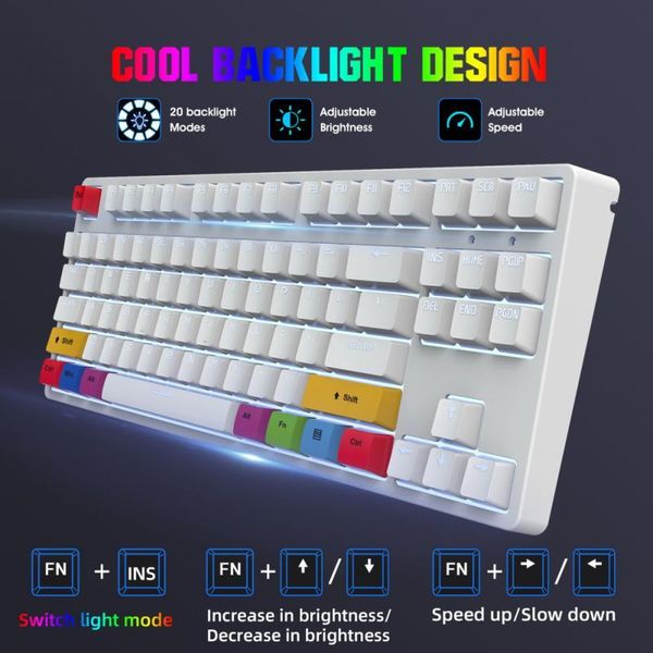 

keyboards hbuy store mechanical keyboard usb wired led red axis 87 keys gaming gamer kits for e-sports game office