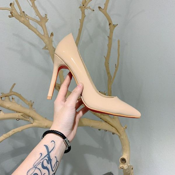 

dress shoes 2021 brand pumps so kate high heel red shiny bottom thin shallow pointed toe 8cm 10cm 12cm women's 44, Black