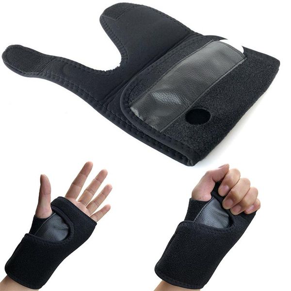 

wrist support removable adjustable wristband steel brace arthritis sprain carpal tunnel splint wrap protector psen999, Black;red