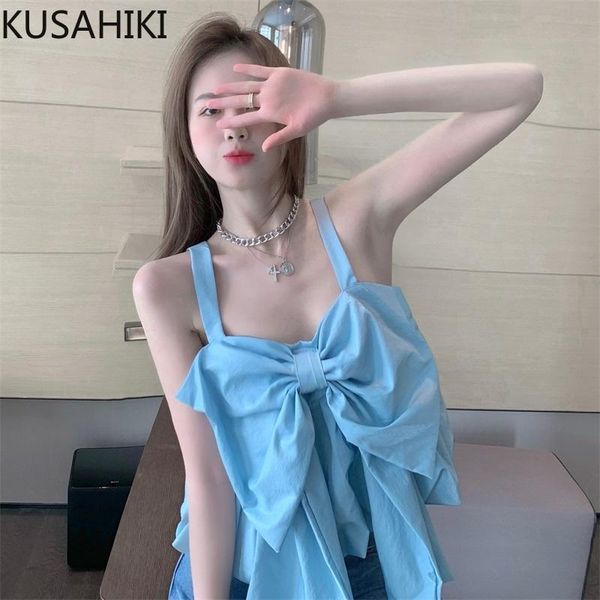 

sweet bowknot tank 2021 summer women short camis causal solid sleeveless strapless tanks femme 6g675 women's &, White