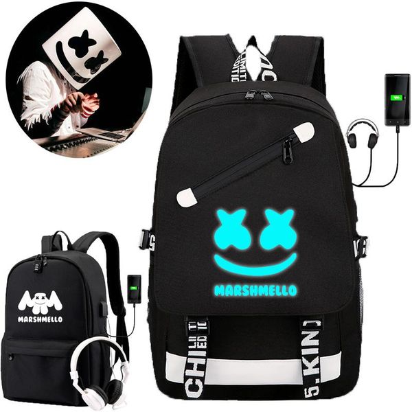 

backpack sac a dos luminous dj man backpacks for students back to school bags usb charging black travel shoulders boys girls