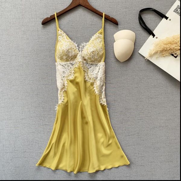 

deep v neck women sleepwear breathable nightwear satin elegant summer homewear lady lace nightdress soft nightgowns, Black;red