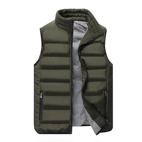 

men's vests men plus size fashion sleeveless plaid lining short warm down casual waistcoat loose jackets winter, Black;white