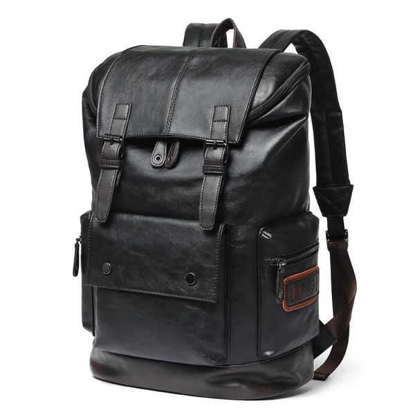 

backpack leather men youth large capacity travel boy lapschool bag male business shoulder