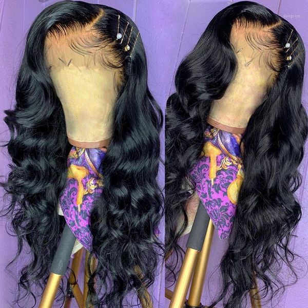 

loose wave 13x4 lace front human hair wigs for women bleach knots natural black 200% plucked remy brazilian slove hair1, Black;brown
