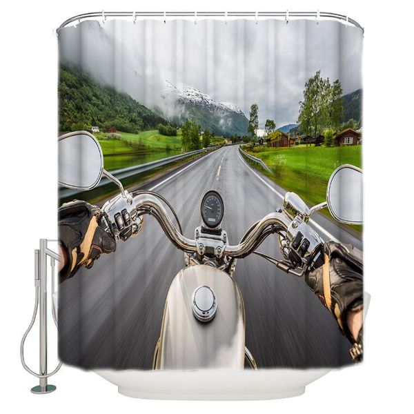 

shower curtains motorcycle competition curtain bathroom polyester fabric bath washable home decor