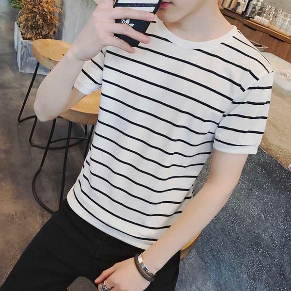 

men's t-shirts summer business casual short sleeve t-shirt, White;black