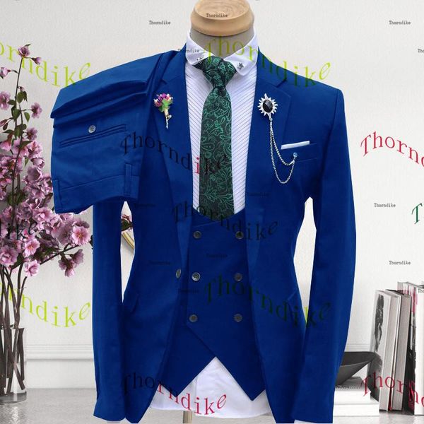 

men's suits & blazers thorndike custom made royal blue business suit formal wedding prom groom tuxedo 3 pieces set (jacket+pants+vest), White;black