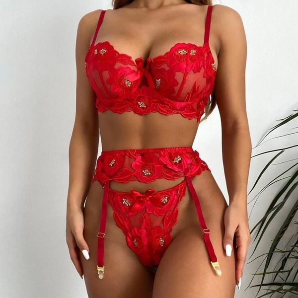 

yoga outfit 2021 lace panties women transparent steel ring sports bra embroidery underwear g-string lingerie garter belt thong ropa muje#30