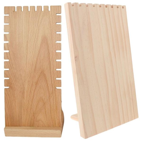 

jewelry pouches, bags 2 pcs wood necklace pendant display stand holder rack, 12 x 10 25 .6cm & 15x25x10cm, Pink;blue