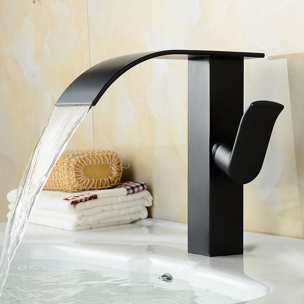 

bathroom sink faucets orb wash basin faucet waterfall, brass single hole and cold, copper water tap black